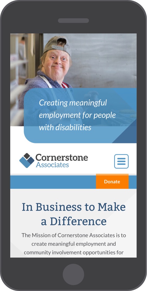 Cornerstone Associates website home page on mobile